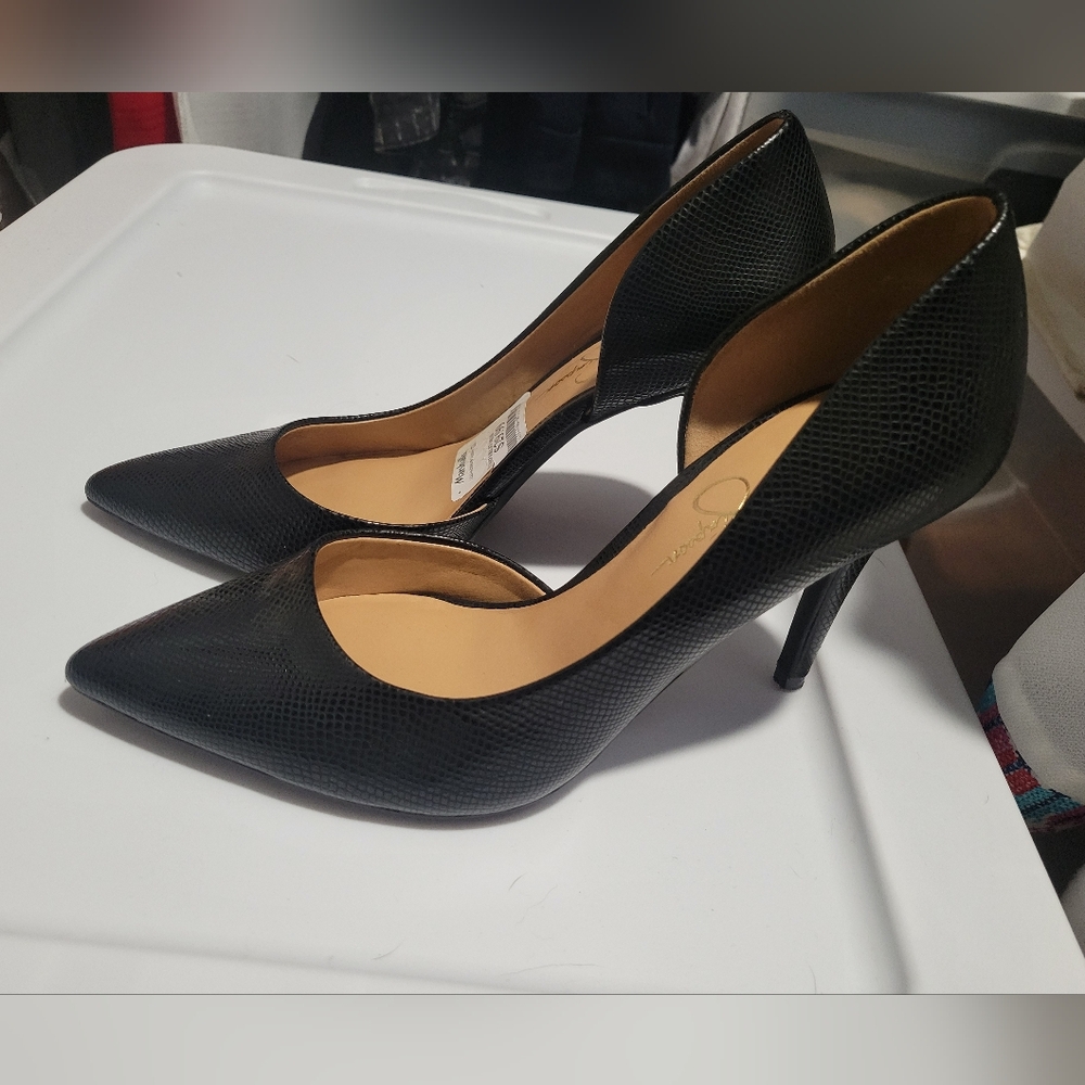 Jessica Simpson Lovvey Heels in Black Mini Lovely Snake